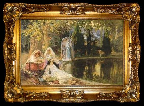 framed  unknow artist Arab or Arabic people and life. Orientalism oil paintings  333, ta009-2